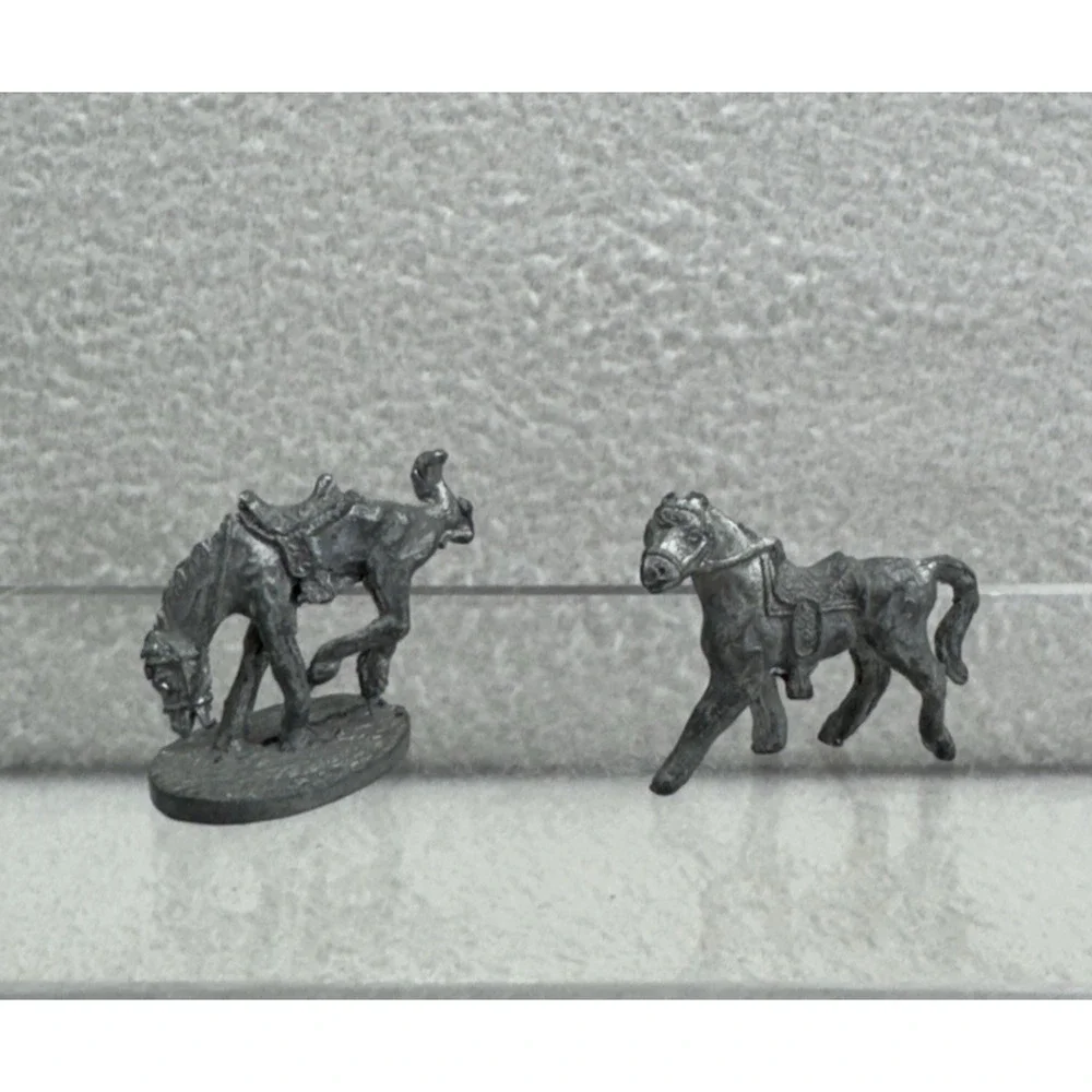 Vintage Pewter Horse Figurine Lot of 2 Western Ranch Mini Collectibles